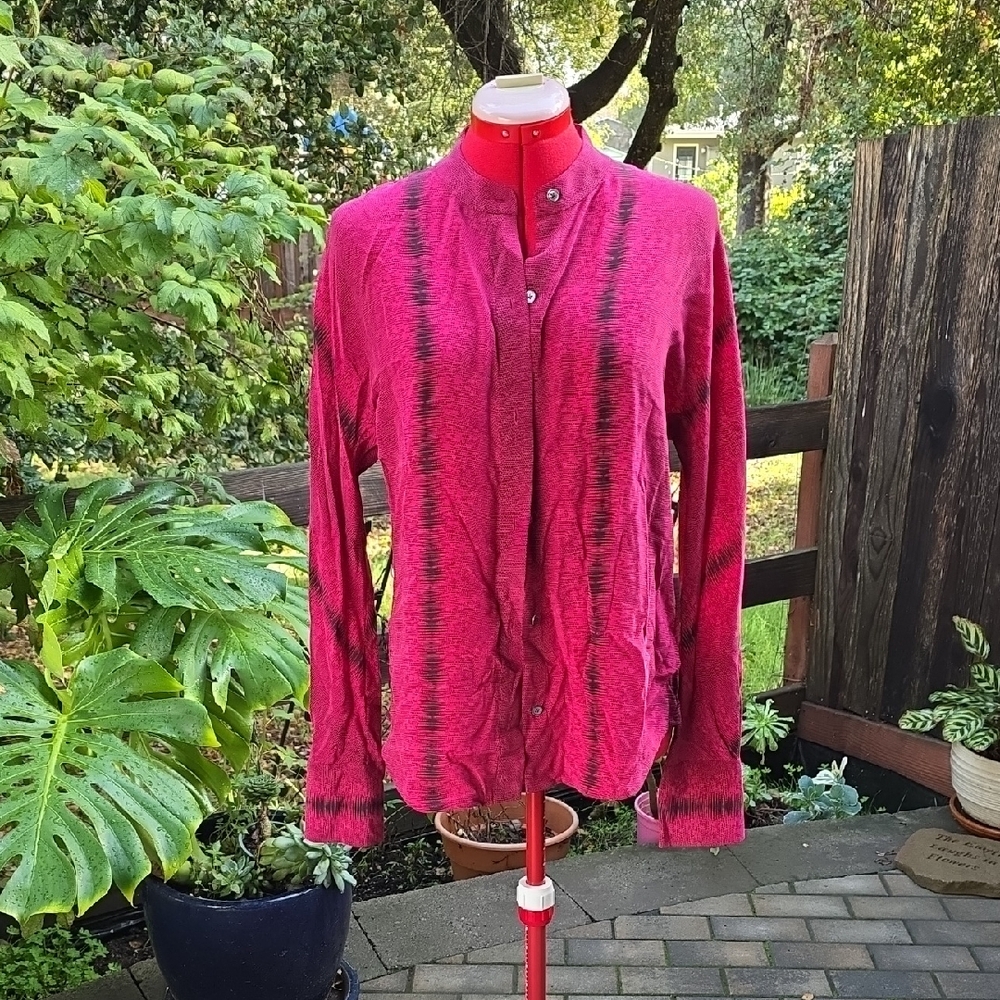 Equipment Fuchsia and Black Button-Down Shirt